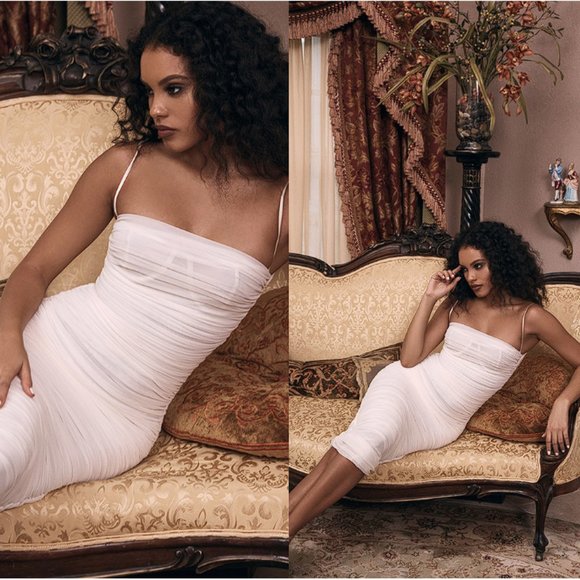 House of CB 'Sirene' Gathered Organza Mesh Dress NWOT - Picture 5 of 9